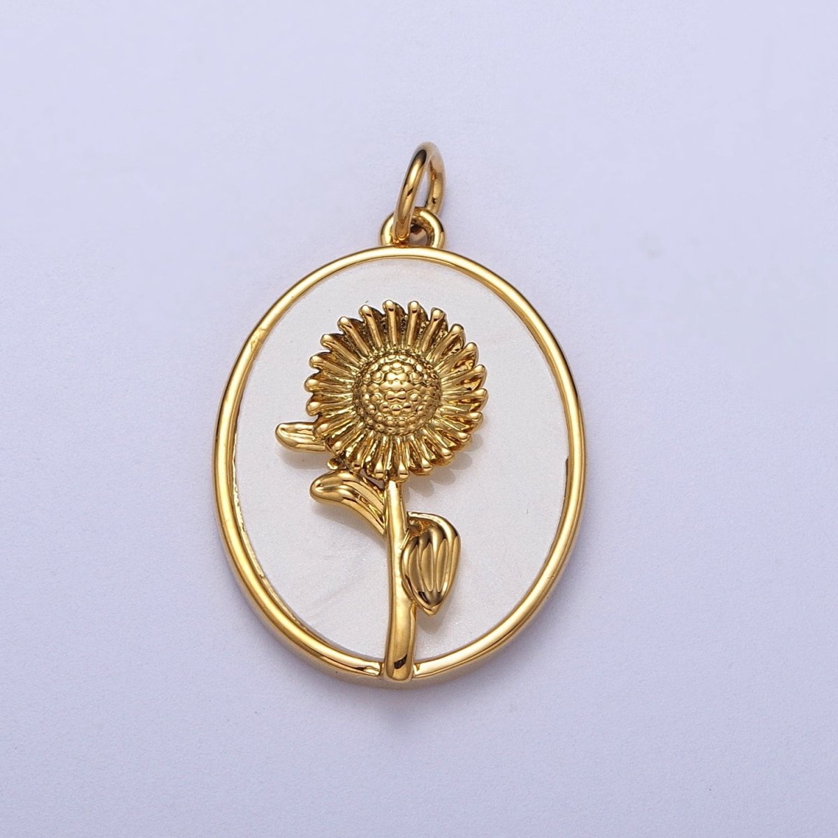 24K Gold Filled Birth Flower Personalized Oval Shell Pearl Charm | E-315, E-319, E-321