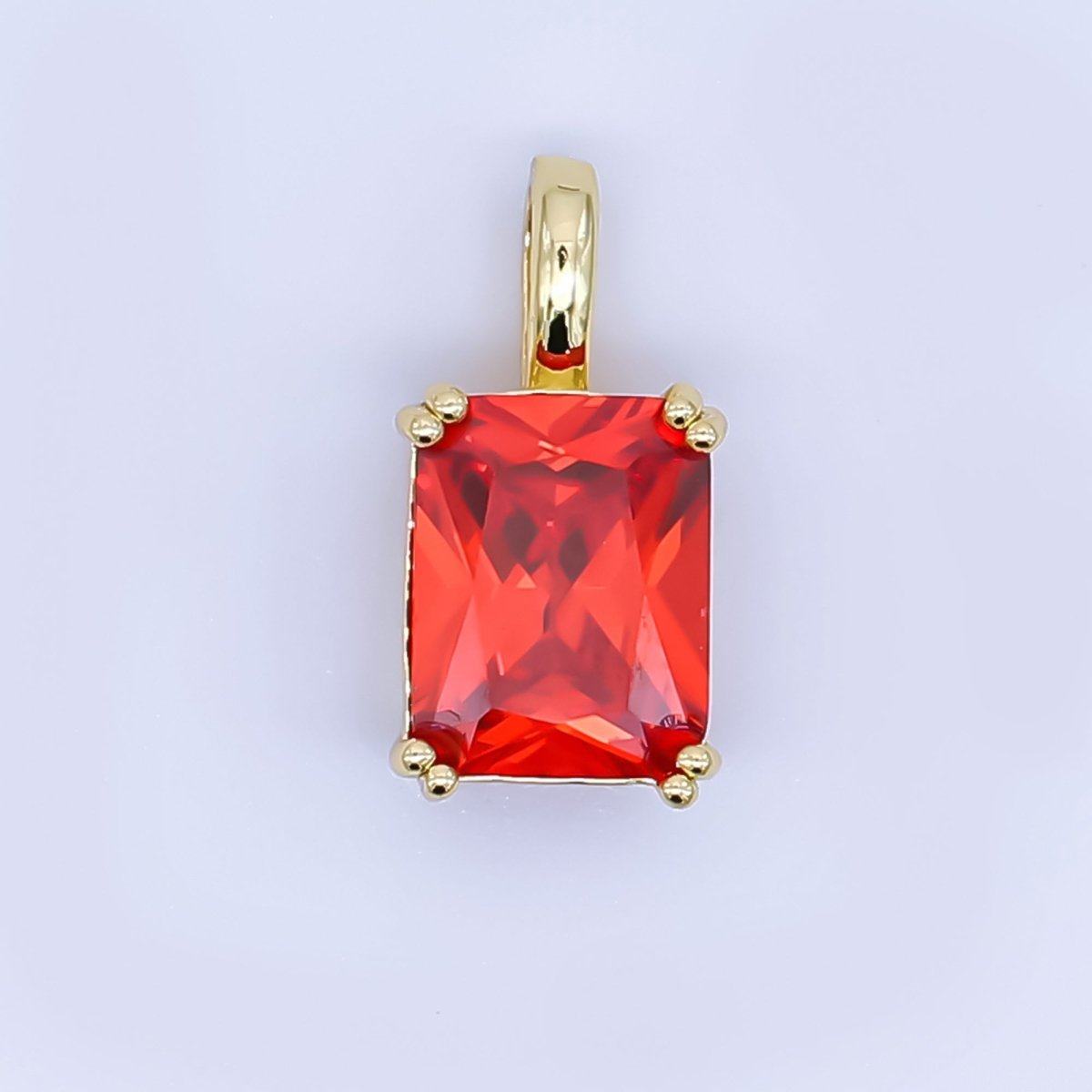 24K Gold Filled Birthstone Baguette CZ Pendant in Gold &amp; Silver | AH438 - AH449