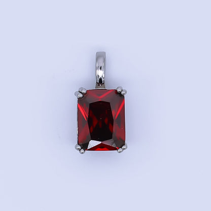24K Gold Filled Birthstone Baguette CZ Pendant in Gold &amp; Silver | AH438 - AH449