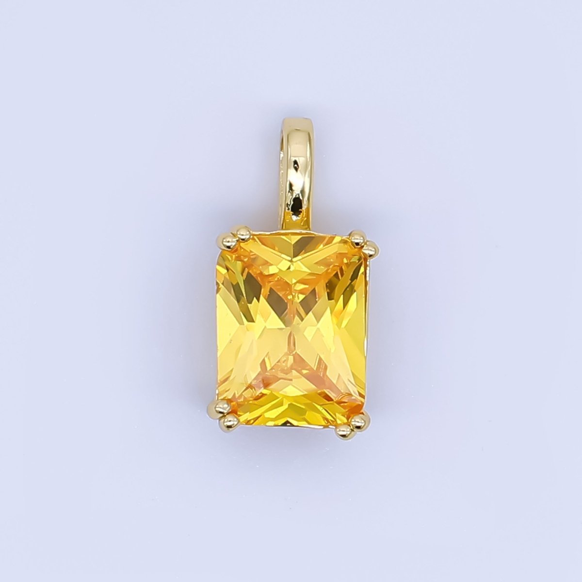 24K Gold Filled Birthstone Baguette CZ Pendant in Gold &amp; Silver | AH438 - AH449
