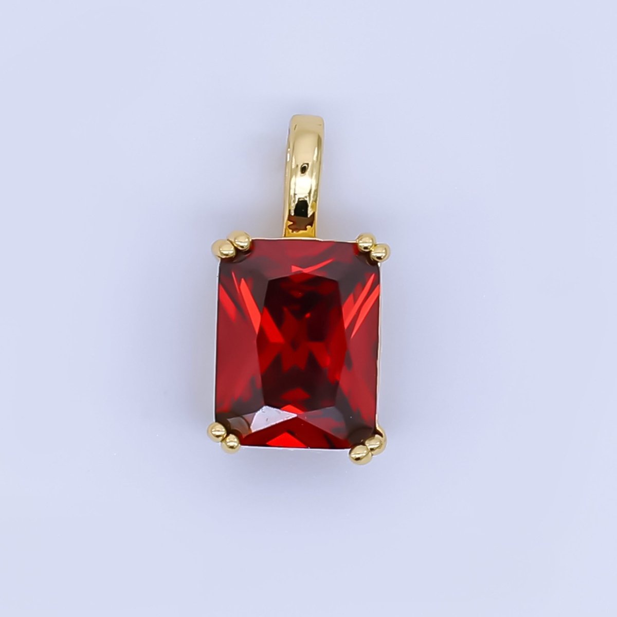 24K Gold Filled Birthstone Baguette CZ Pendant in Gold &amp; Silver | AH438 - AH449