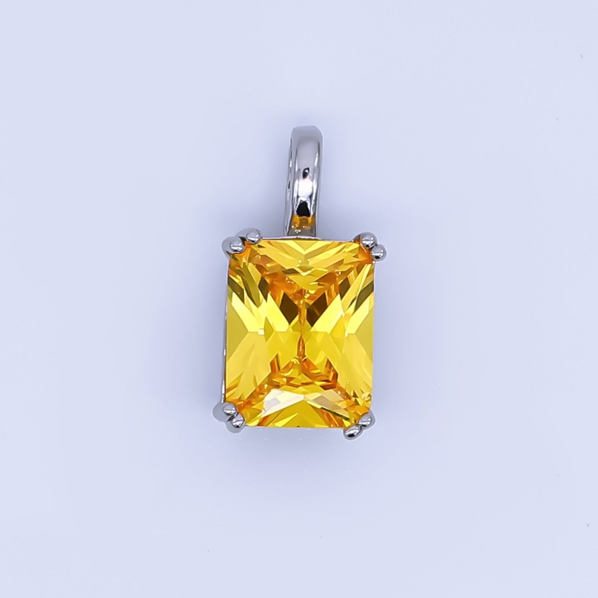 24K Gold Filled Birthstone Baguette CZ Pendant in Gold &amp; Silver | AH438 - AH449