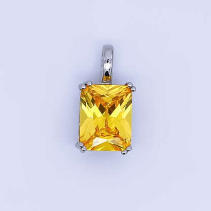 24K Gold Filled Birthstone Baguette CZ Pendant in Gold &amp; Silver | AH438 - AH449