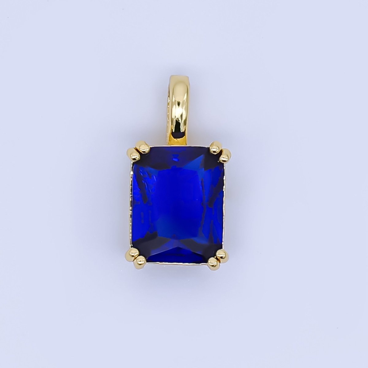 24K Gold Filled Birthstone Baguette CZ Pendant in Gold &amp; Silver | AH438 - AH449