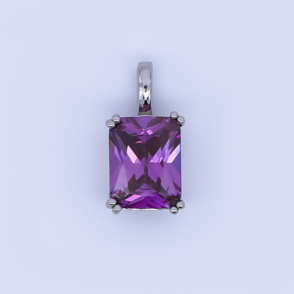 24K Gold Filled Birthstone Baguette CZ Pendant in Gold &amp; Silver | AH438 - AH449