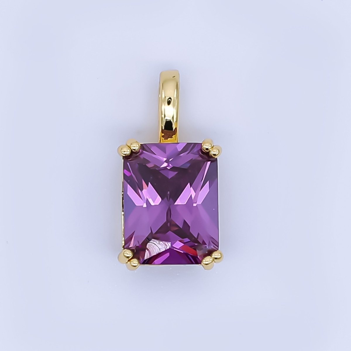 24K Gold Filled Birthstone Baguette CZ Pendant in Gold &amp; Silver | AH438 - AH449