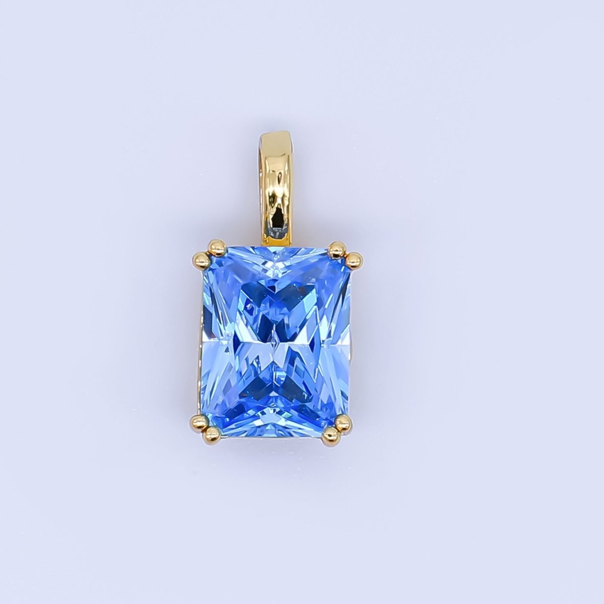 24K Gold Filled Birthstone Baguette CZ Pendant in Gold &amp; Silver | AH438 - AH449
