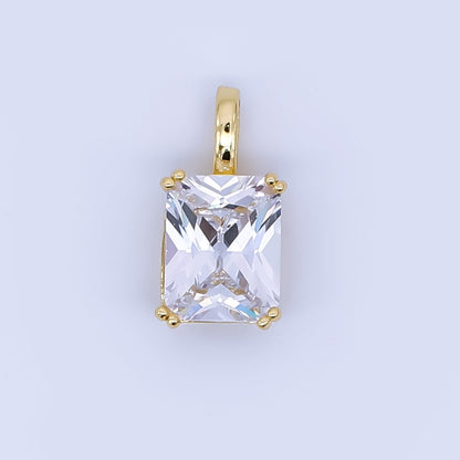 24K Gold Filled Birthstone Baguette CZ Pendant in Gold &amp; Silver | AH438 - AH449