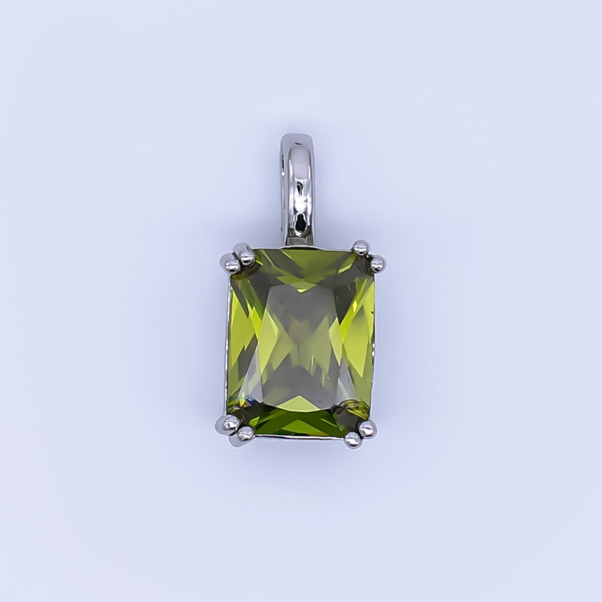 24K Gold Filled Birthstone Baguette CZ Pendant in Gold &amp; Silver | AH438 - AH449