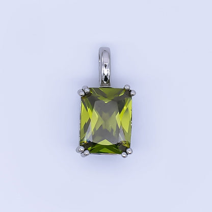 24K Gold Filled Birthstone Baguette CZ Pendant in Gold &amp; Silver | AH438 - AH449