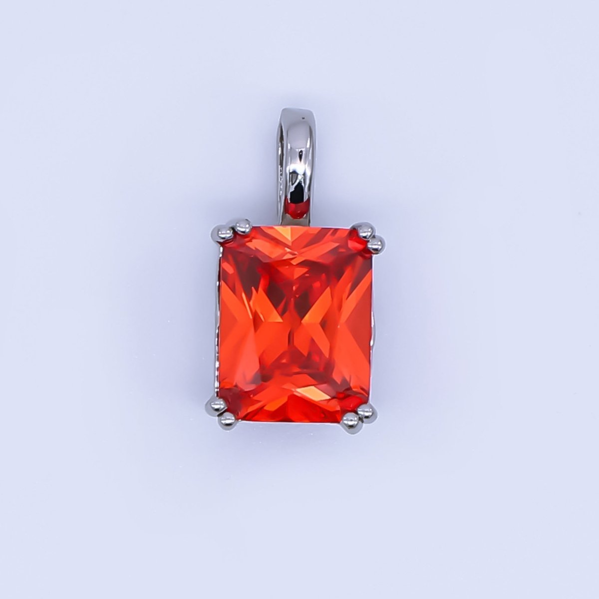24K Gold Filled Birthstone Baguette CZ Pendant in Gold &amp; Silver | AH438 - AH449