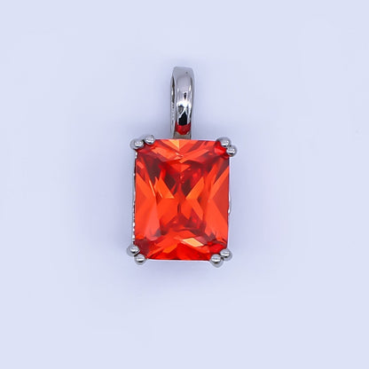 24K Gold Filled Birthstone Baguette CZ Pendant in Gold &amp; Silver | AH438 - AH449