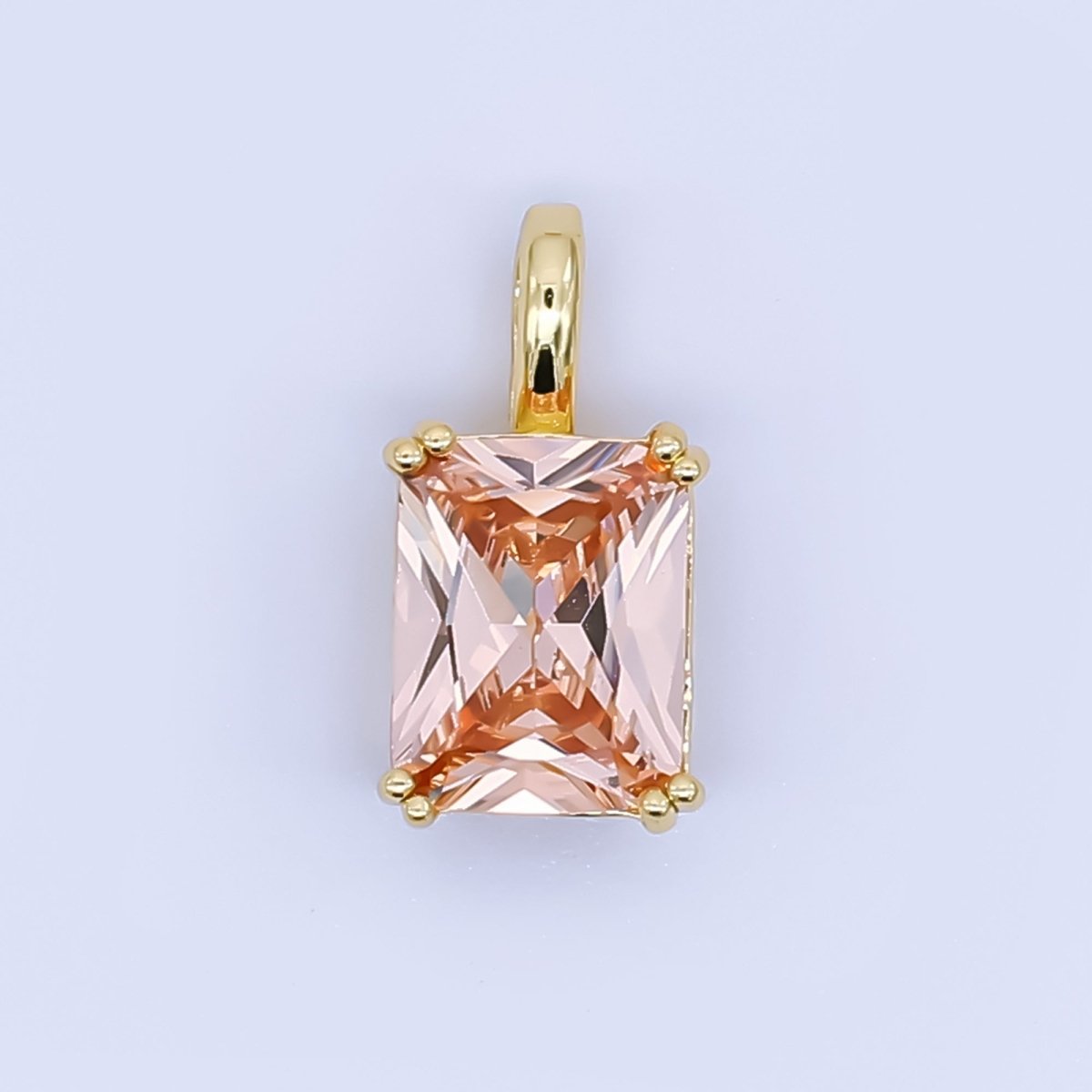 24K Gold Filled Birthstone Baguette CZ Pendant in Gold &amp; Silver | AH438 - AH449