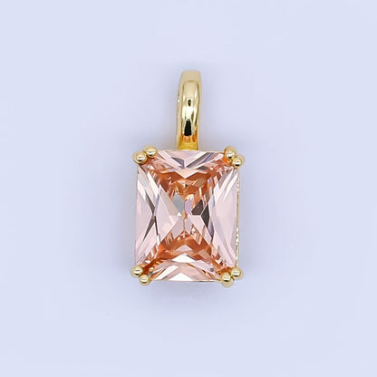 24K Gold Filled Birthstone Baguette CZ Pendant in Gold &amp; Silver | AH438 - AH449
