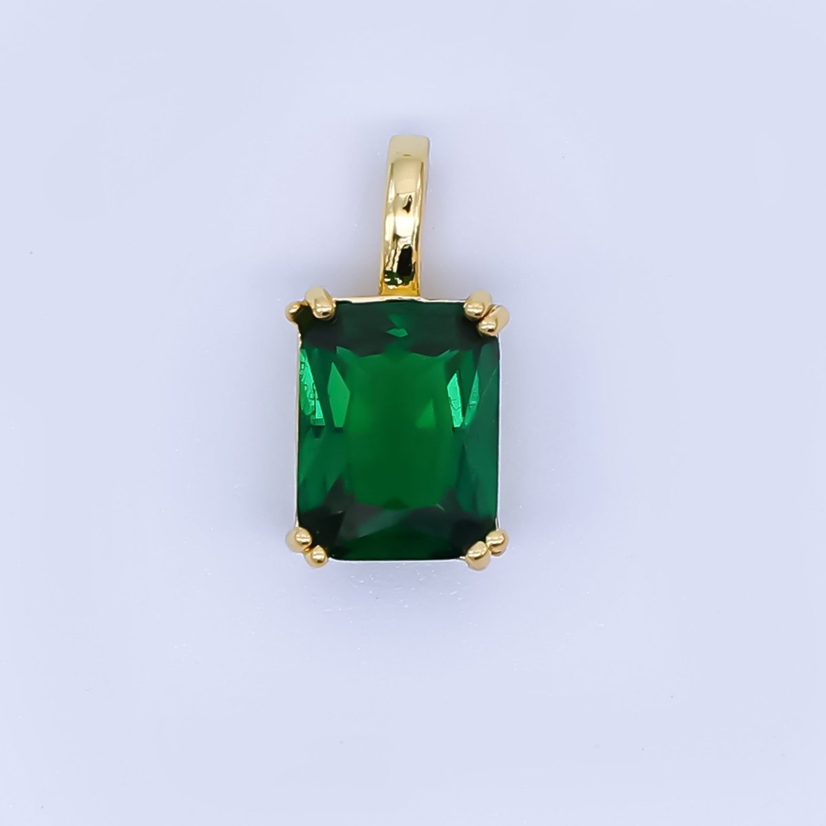 24K Gold Filled Birthstone Baguette CZ Pendant in Gold &amp; Silver | AH438 - AH449