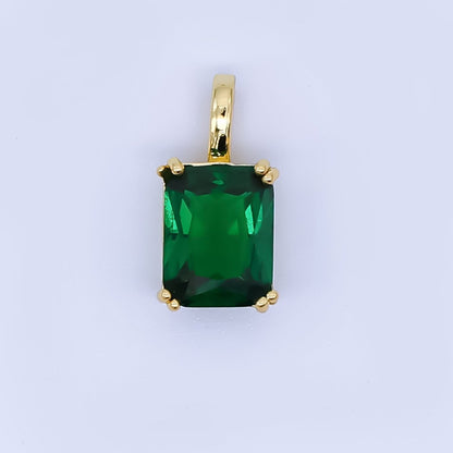 24K Gold Filled Birthstone Baguette CZ Pendant in Gold &amp; Silver | AH438 - AH449