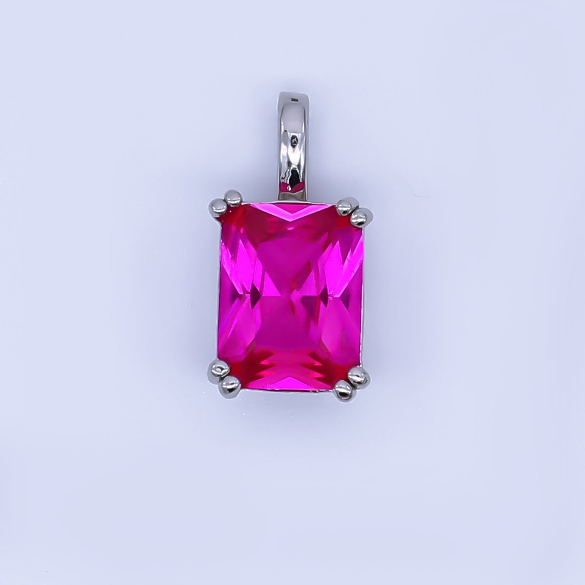 24K Gold Filled Birthstone Baguette CZ Pendant in Gold &amp; Silver | AH438 - AH449