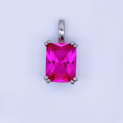 24K Gold Filled Birthstone Baguette CZ Pendant in Gold &amp; Silver | AH438 - AH449