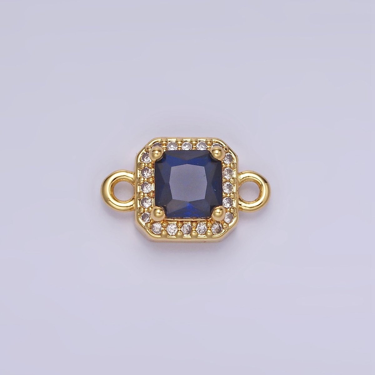 14K Gold Filled Birthstone CZ Micro Paved Square Edged Connector in Gold &amp; Silver | G484 - G495