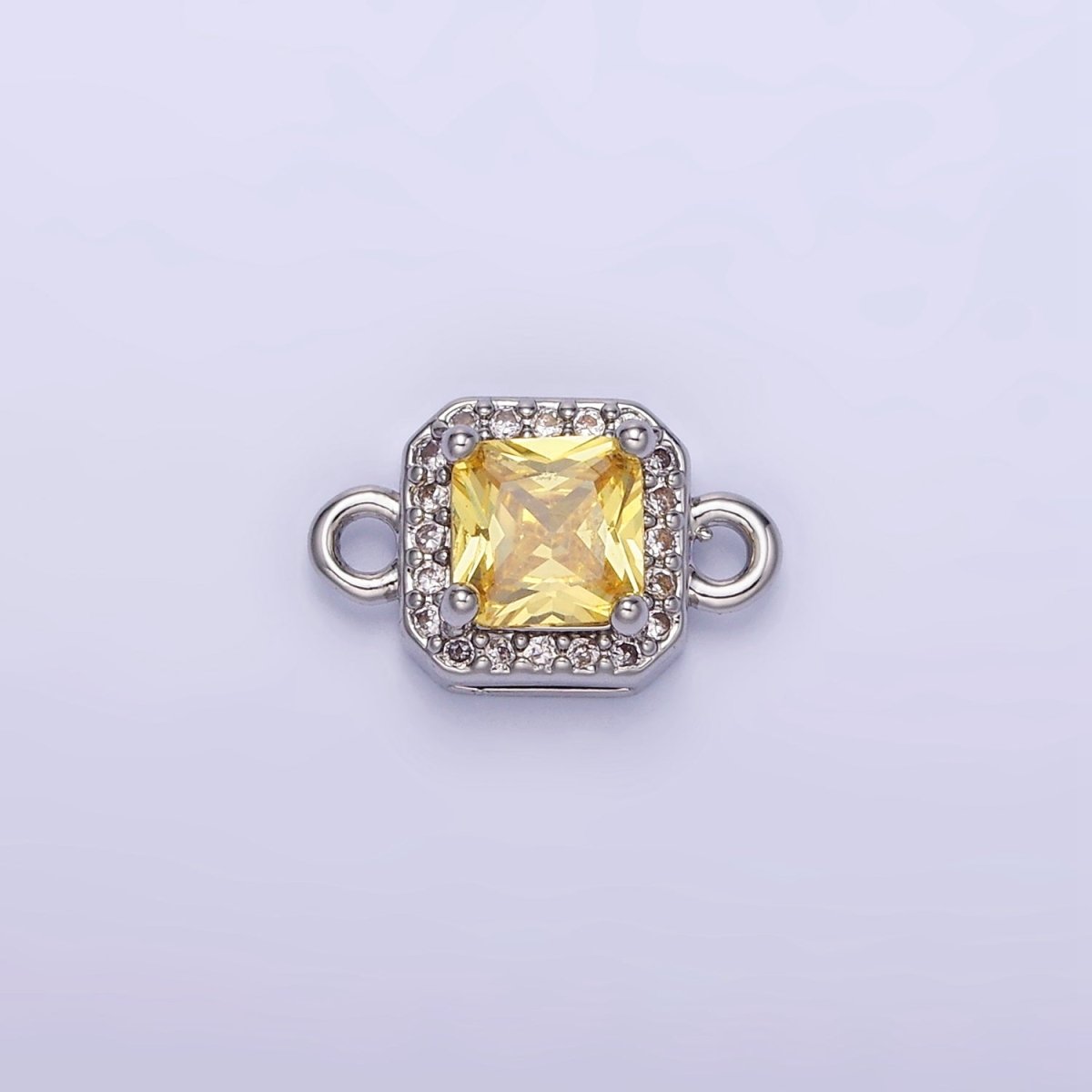 14K Gold Filled Birthstone CZ Micro Paved Square Edged Connector in Gold &amp; Silver | G484 - G495