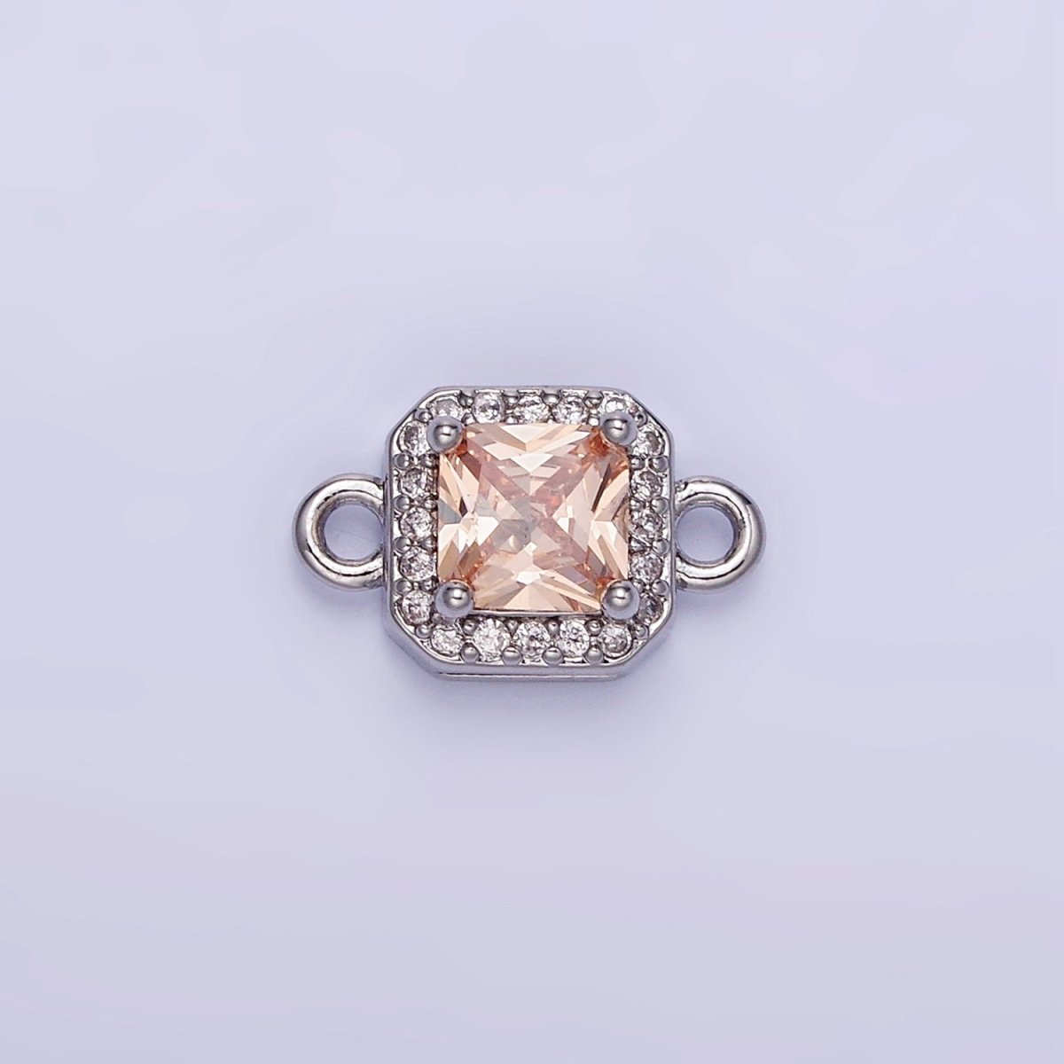 14K Gold Filled Birthstone CZ Micro Paved Square Edged Connector in Gold &amp; Silver | G484 - G495