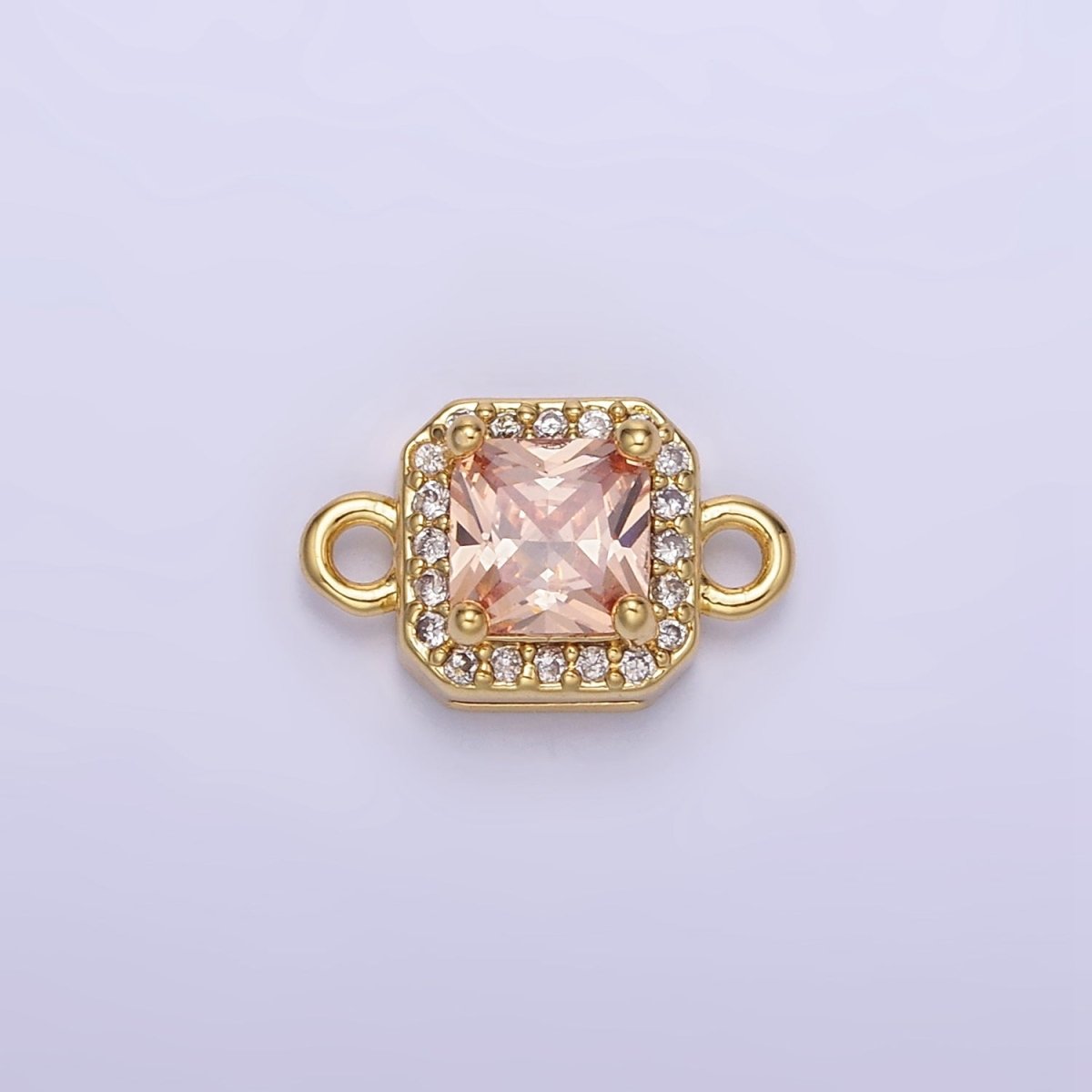 14K Gold Filled Birthstone CZ Micro Paved Square Edged Connector in Gold &amp; Silver | G484 - G495