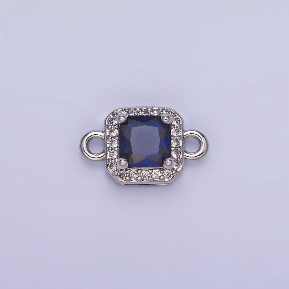 14K Gold Filled Birthstone CZ Micro Paved Square Edged Connector in Gold &amp; Silver | G484 - G495