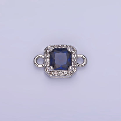 14K Gold Filled Birthstone CZ Micro Paved Square Edged Connector in Gold &amp; Silver | G484 - G495