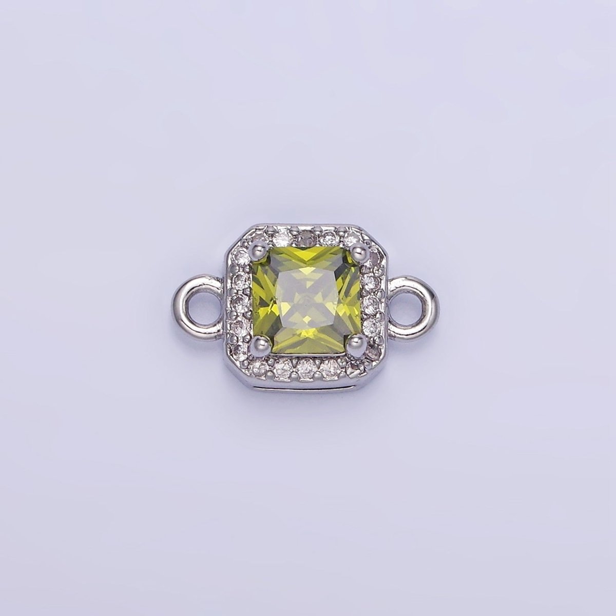 14K Gold Filled Birthstone CZ Micro Paved Square Edged Connector in Gold &amp; Silver | G484 - G495