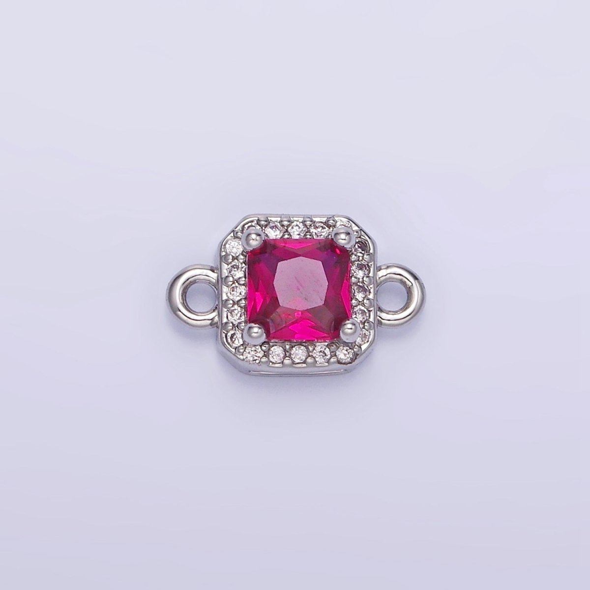 14K Gold Filled Birthstone CZ Micro Paved Square Edged Connector in Gold &amp; Silver | G484 - G495