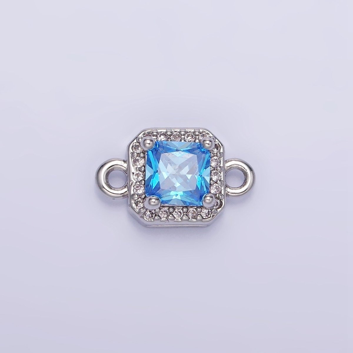 14K Gold Filled Birthstone CZ Micro Paved Square Edged Connector in Gold &amp; Silver | G484 - G495