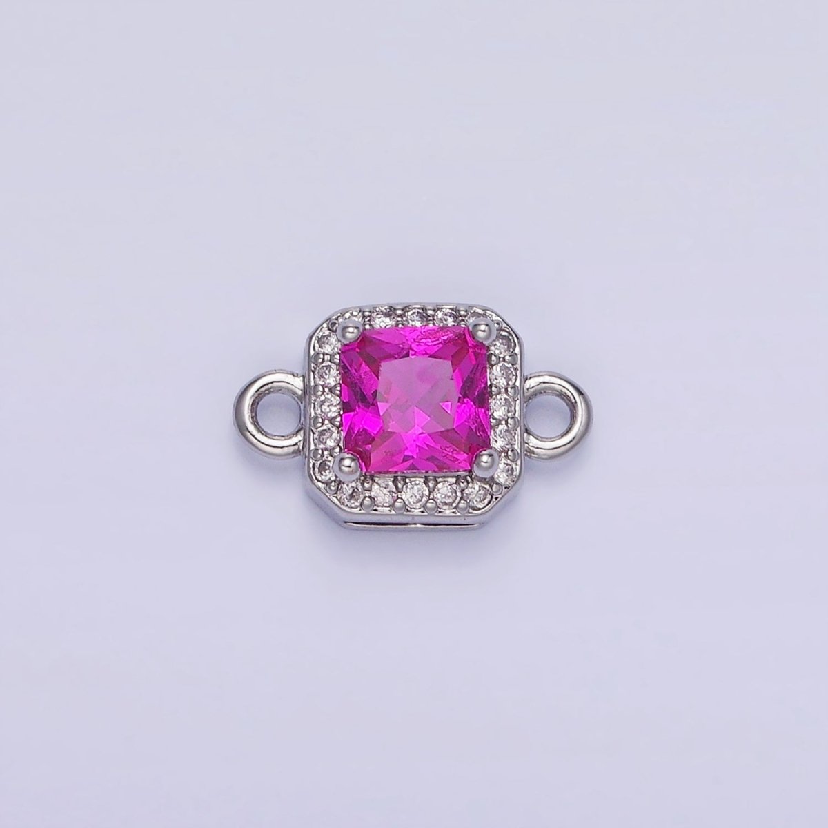 14K Gold Filled Birthstone CZ Micro Paved Square Edged Connector in Gold &amp; Silver | G484 - G495