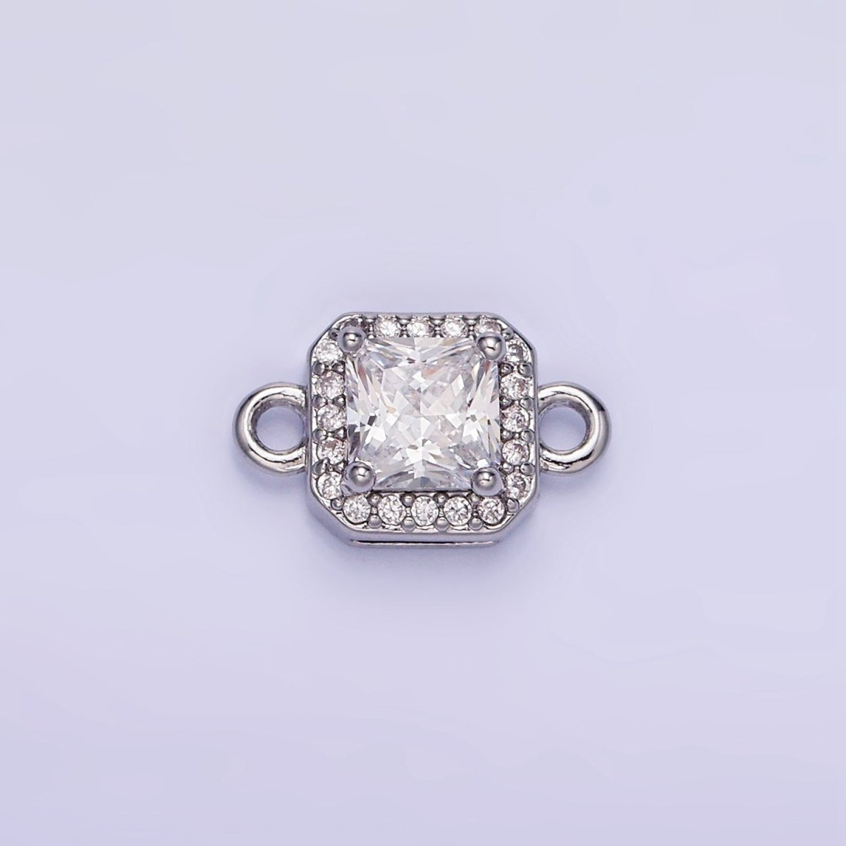 14K Gold Filled Birthstone CZ Micro Paved Square Edged Connector in Gold &amp; Silver | G484 - G495