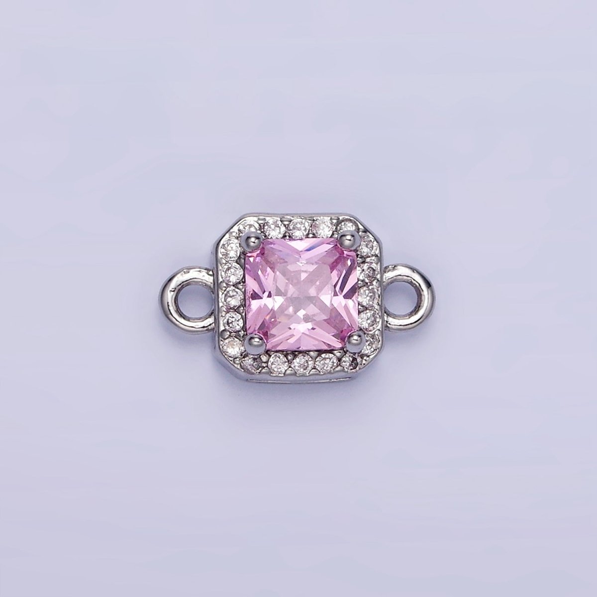14K Gold Filled Birthstone CZ Micro Paved Square Edged Connector in Gold &amp; Silver | G484 - G495