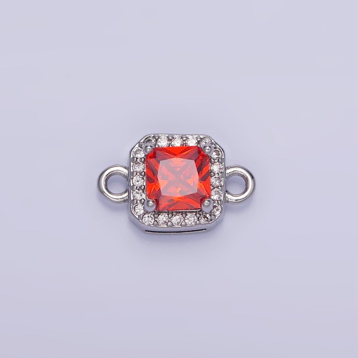 14K Gold Filled Birthstone CZ Micro Paved Square Edged Connector in Gold &amp; Silver | G484 - G495