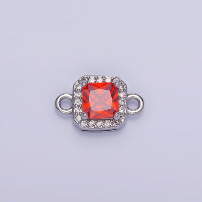 14K Gold Filled Birthstone CZ Micro Paved Square Edged Connector in Gold &amp; Silver | G484 - G495