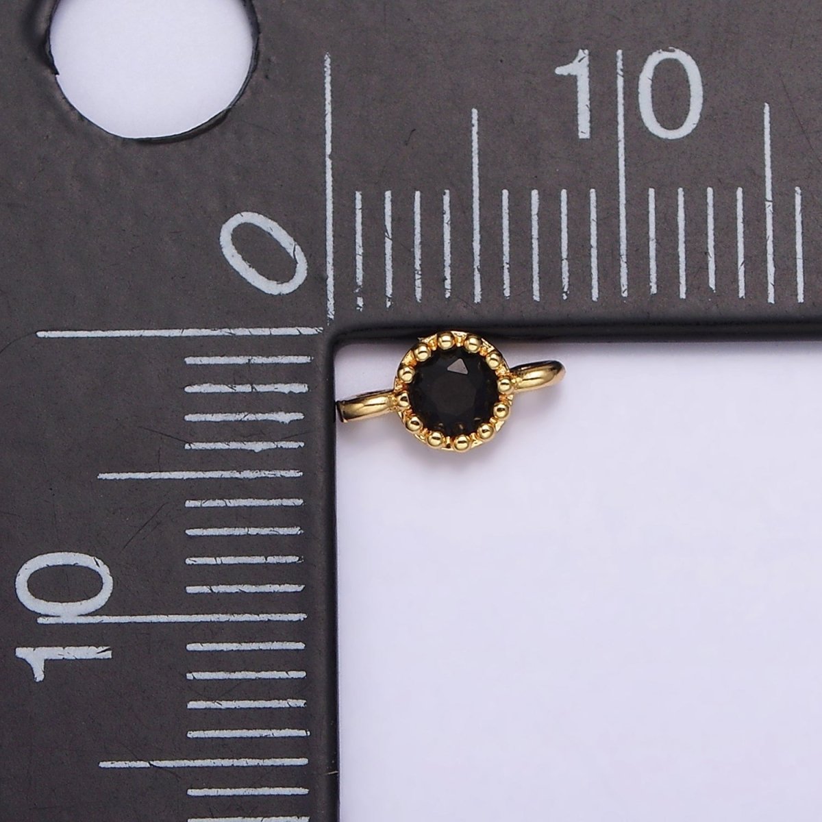24K Gold Filled Black, Clear, Green, Red Round CZ 7.5mm Beaded Connector | Y-765 ~ Y-768