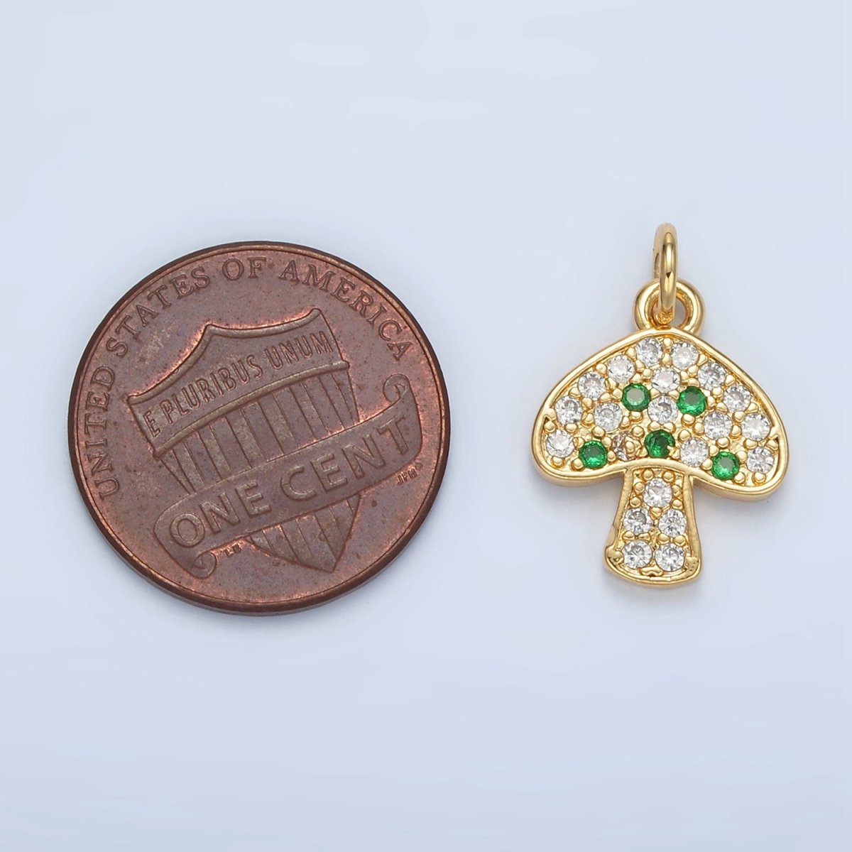 24K Gold Filled 16mm Black, Fuchsia, Blue, Green Micro Paved CZ Mushroom Charm | AG852 AG853