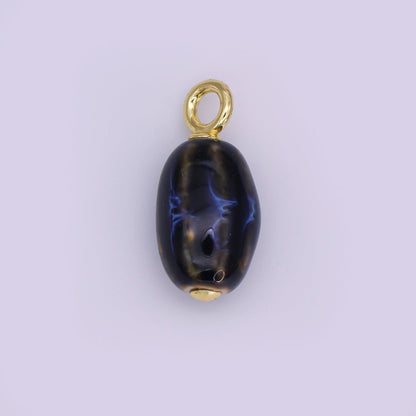 24K Gold Filled Black, Red, Green, Brown Cylinder Ceramic Drop Pendant | N053 - N054