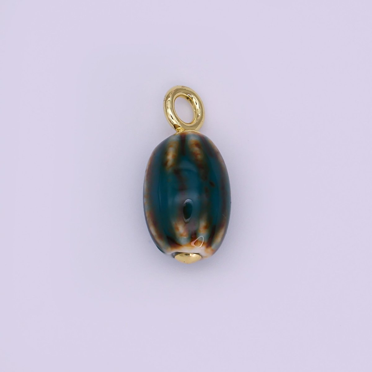 24K Gold Filled Black, Red, Green, Brown Cylinder Ceramic Drop Pendant | N053 - N054