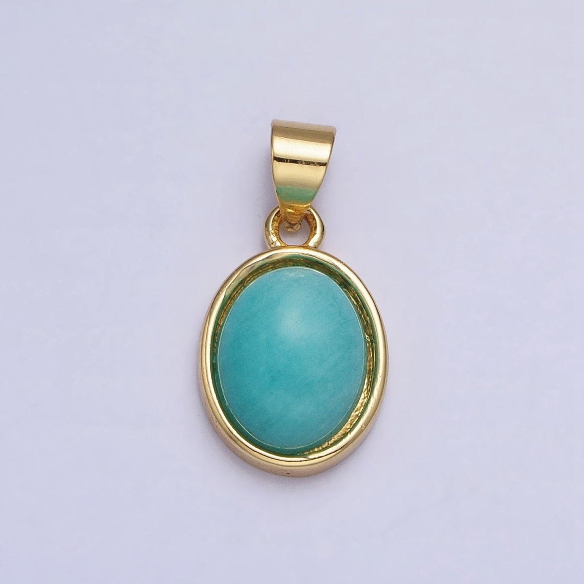 24K Gold Filled Blue Agate, Rose Quartz, Amethyst, Amazonite, Aventurine Oval Pendant | AA185 - AA188 AA194