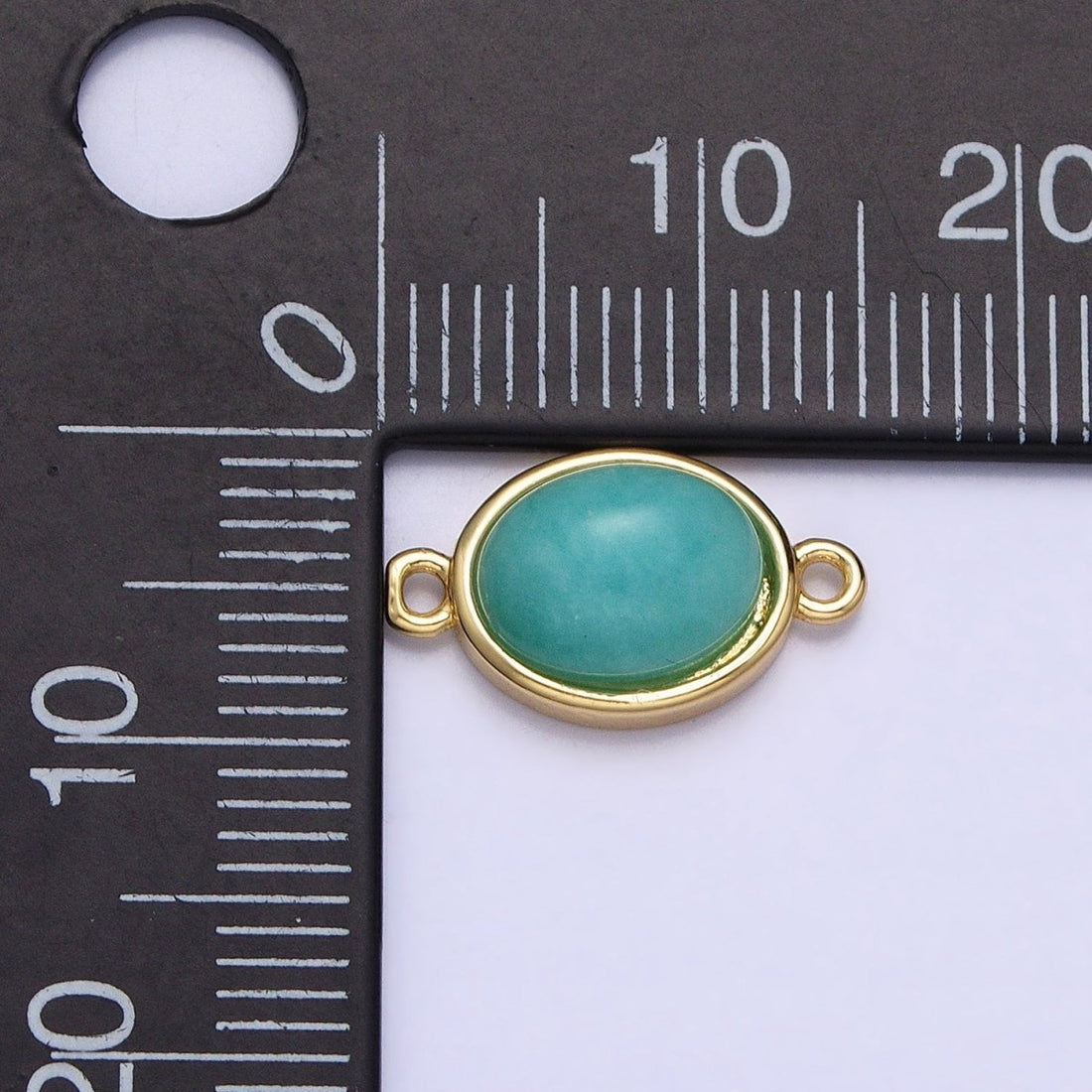 24K Gold Filled Blue Amazonite Natural Gemstone Cabochon Connector | Y-796