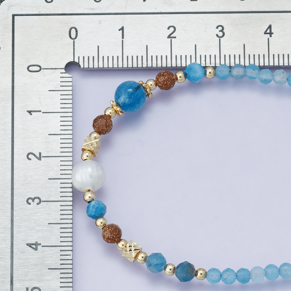 24K Gold Filled Blue Aquamarine Multifaceted Gemstone Bead Curb Chain Half 16 Inch Necklace w. Extender | WA-04204