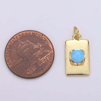 24K Gold Filled Blue Crystal Rectangle Charm  E-016