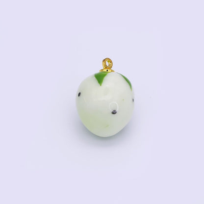 24K Gold Filled Blue, Green, White, Yellow Strawberry Ceramic Charm | N148 N149