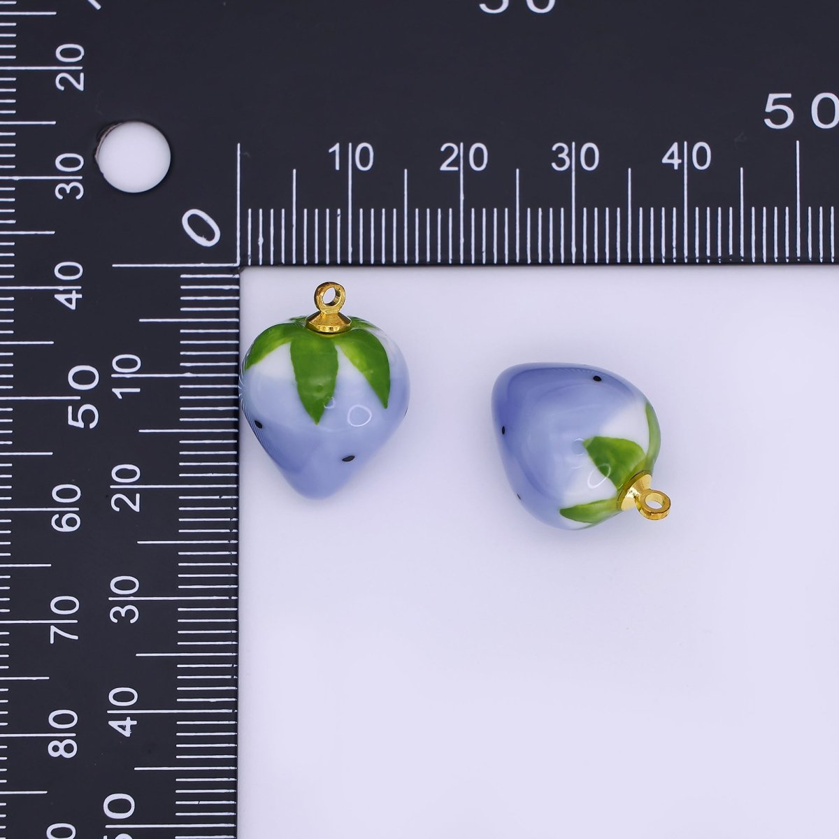 24K Gold Filled Blue, Green, White, Yellow Strawberry Ceramic Charm | N148 N149