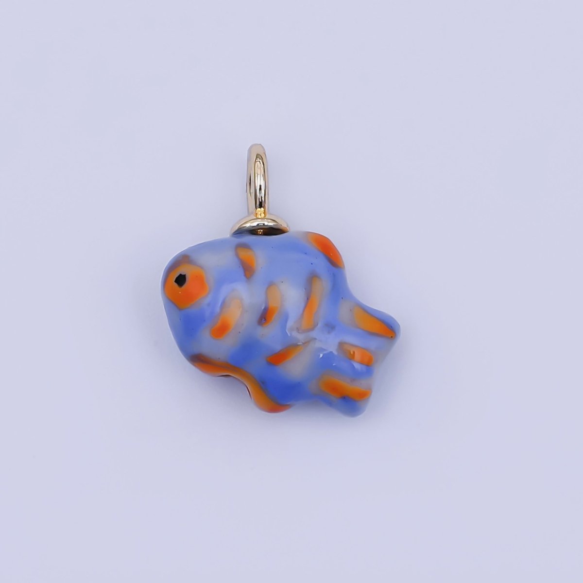 24K Gold Filled Blue, Green, Yellow Fish Ceramic Drop Pendant | N139 N140