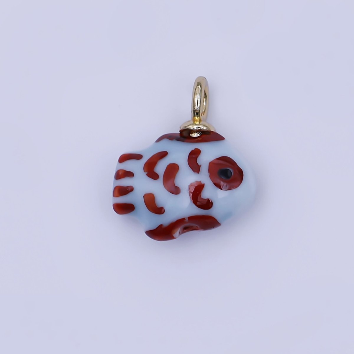 24K Gold Filled Blue, Green, Yellow Fish Ceramic Drop Pendant | N139 N140
