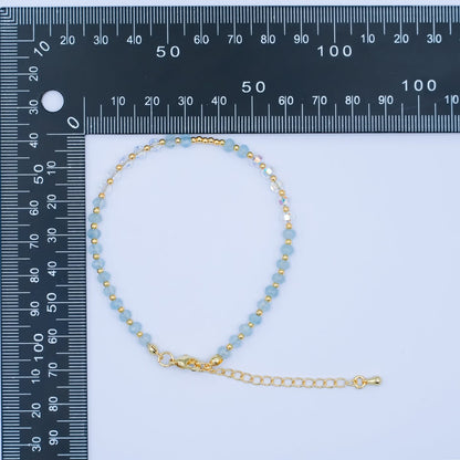 24K Gold Filled Blue Multicolor AB Crystal Gemstone 7.5 Inch Bracelet | WA-2883
