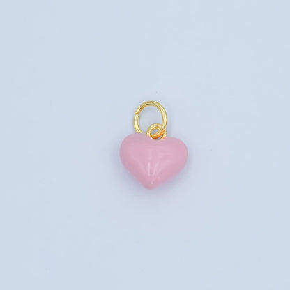 24K Gold Filled Blue, Pink Enamel Heart Multidimensional Charm | N078